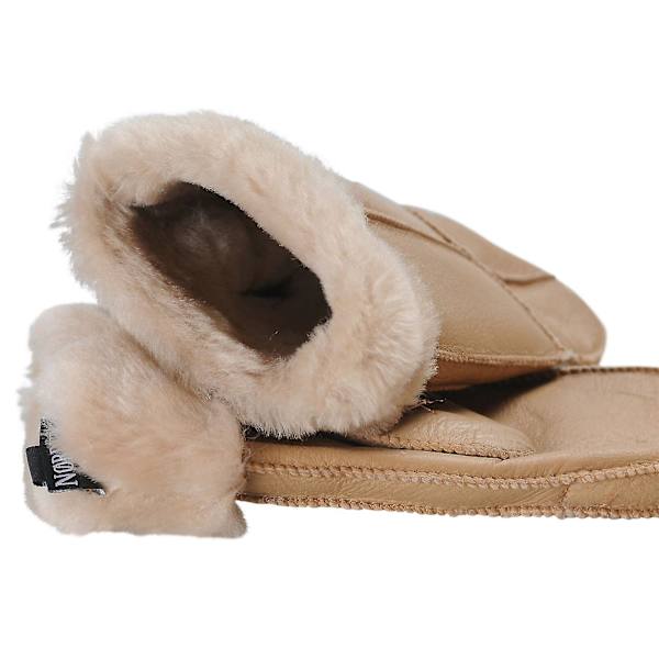 Dameshansker i saueskinn med brettbare mansjetter Light Brown