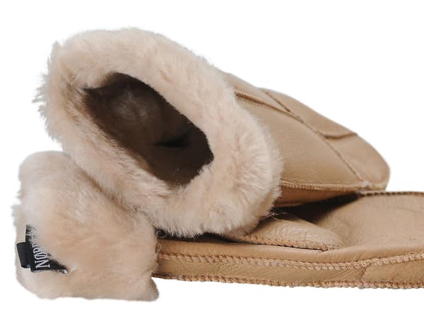 [LCS] Damhandskar i fårskinn med uppvikbara muddar Light Brown