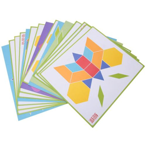 170 st Trä Geometrisk Form Barn Tangram Byggklossar Pussel