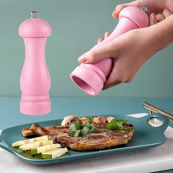 [LCS] Høykvalitets salt- og pepperkvern i eiketre, justerbar grovhet og påfyllbar pink box