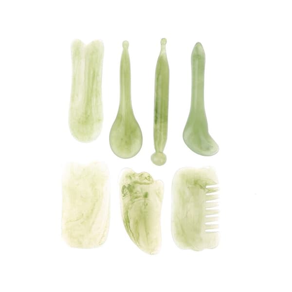 7 stk/sett harpiks bivoks Guasha-brett skrapeplate Gua Sha kropp ansikt