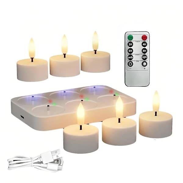 Rechargeable Tealights, 6 Pcs Rechargeable Candles B