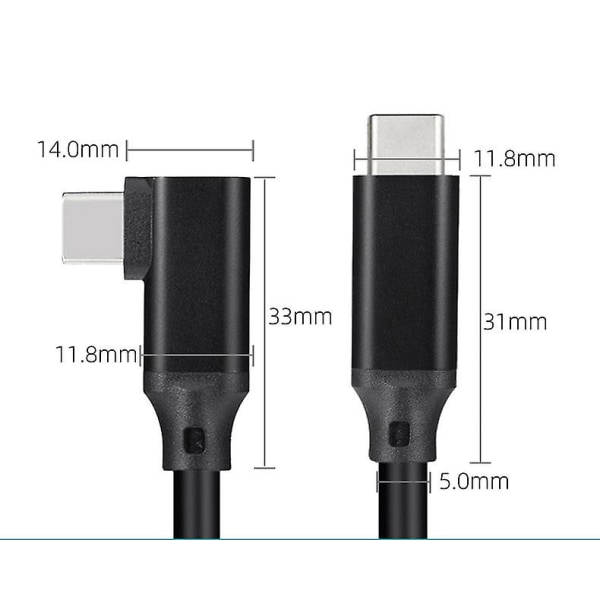 Vr Datakabel Albue Type-c Datakabel Usb3.1 Gen 2 Dobbelt Han Videoprojektionskabel 20 Vr Mobilspilkabel Grey 0.5M