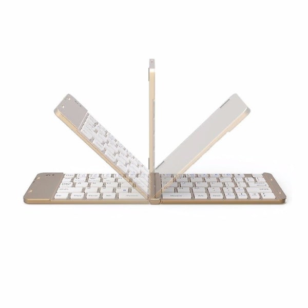 Qwert Trådlöst Bluetooth3.0 Tangentbord Vikbart Slim Tangentbord för Ipad Apple IOS Android (gyllene)