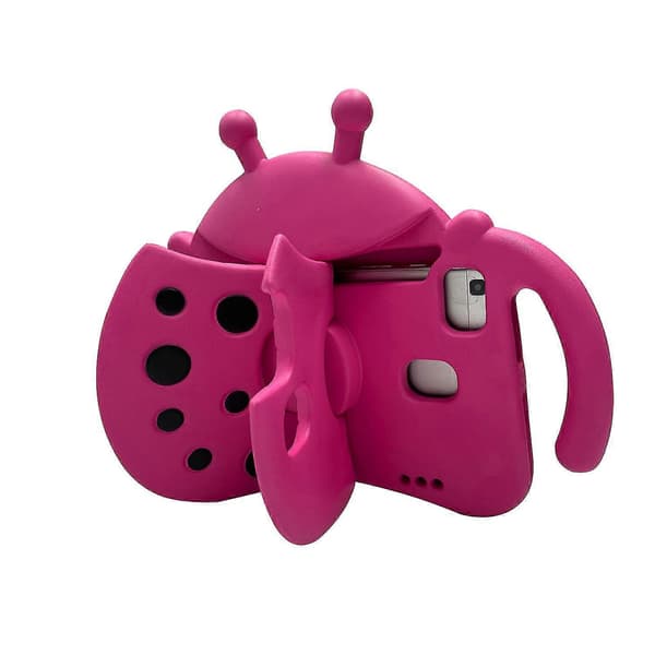 [LCS] Ladybug Theme Case for Samsung Galaxy Tab A 8 inch T387, Shockproof Case with Stand_YF Rose Red