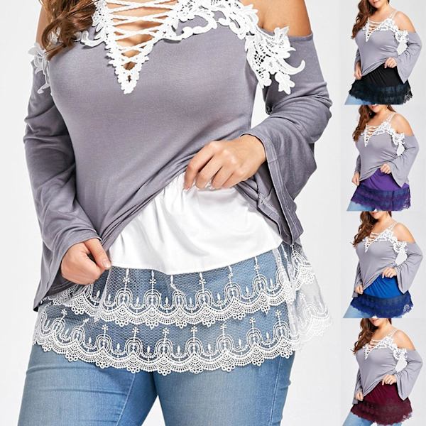 Minihame Paita Jatkeet Pitsi Ontto Ommel Lyhyt Hame Jatkeet Naisille Purple 2XL