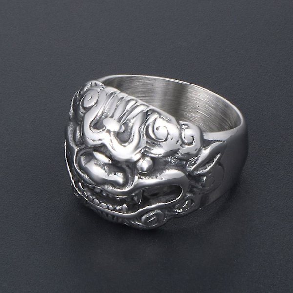 Kreativa Ringar Personlighet Retro Dominerande Enhörning Män Och Kvinnor Silver 11