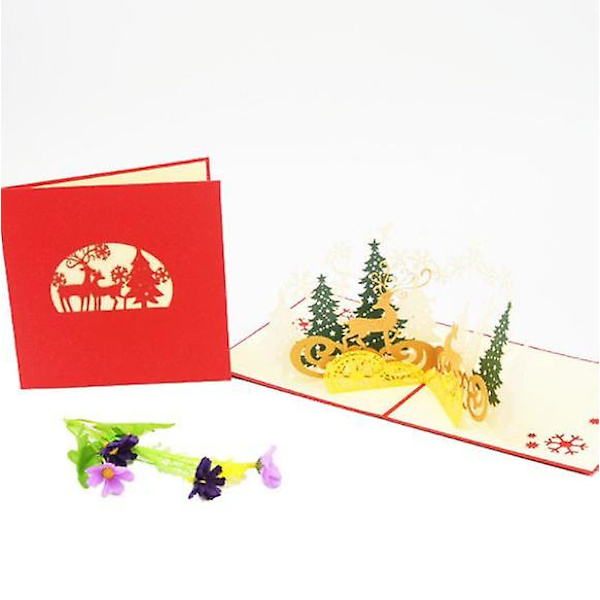 3D Julekort Xmas Pop Up-kort, håndlagde takkekort