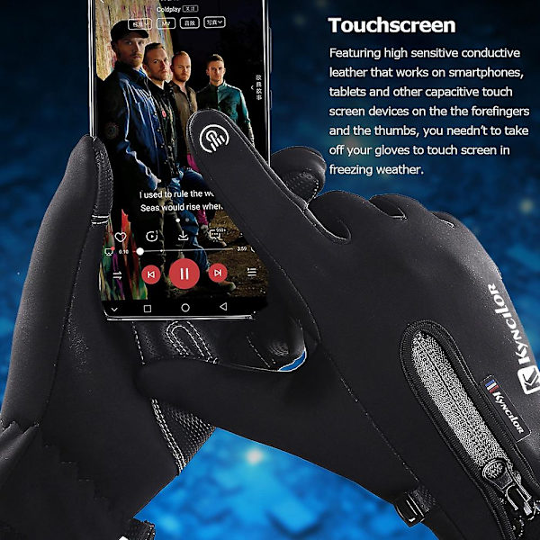 Vinter Termisk Fleece Touchscreen Hansker Myke Fleecehansker Kaldt Vær For Sykling Fotturer Camping Ski Grey M