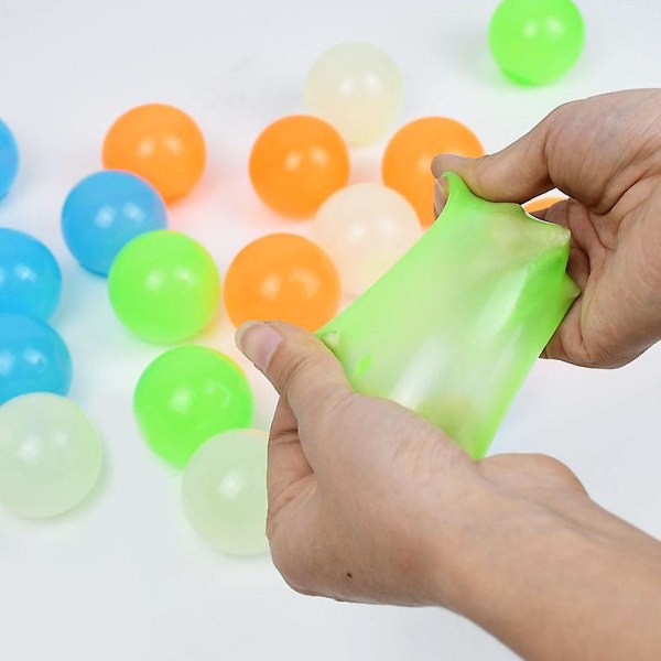 Luminous Balls Högstudsande Glödande Stressboll Klibbig Vägg Ångest Leksak Glöder i Mörkret 4.5cm