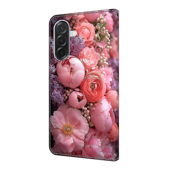[LCS] För Samsung Galaxy S24 FE Läderfodral Mönstertryck Plånboksställ Flip Telefonfodral Ranunculaceae