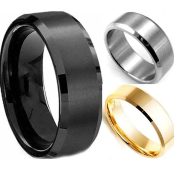 Ringband i rostfritt stål Titan Silver Svart Guld Män storlek 8 till 11 Bröllop Black 11