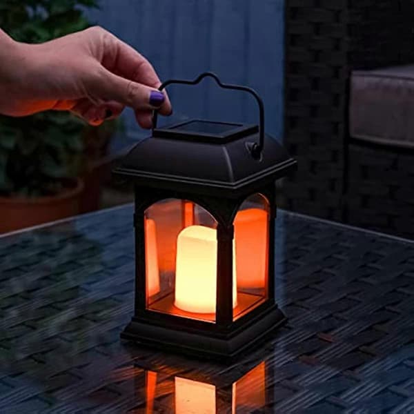 [LCS]15 cm LED flimrende effekt solcellelanterne og stearinlys (inkluderer genopladeligt batteri)