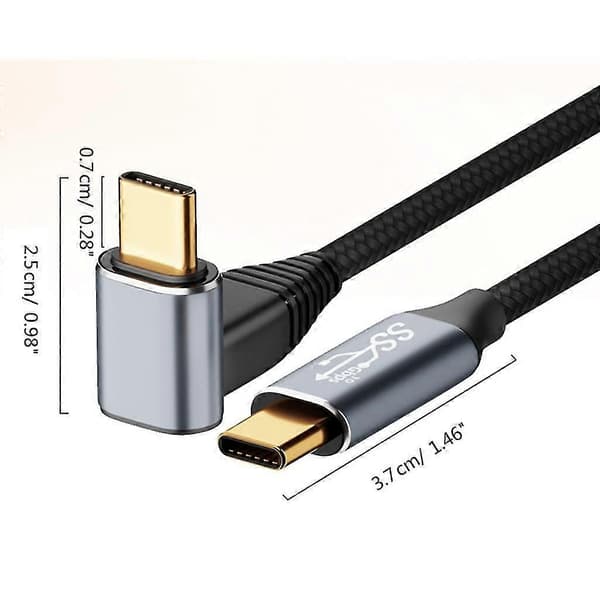 100 W:n oikeakulmainen USB-C–USB-C-kaapeli, 2 m:n USB-C–C-tyypin C-pikalataus [MI] 2m