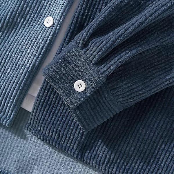 [LCS]Herre Shacket Patchwork Langærmede Knap-ned Fløjls Skjorter Kompatibel med Mænd Blue XL