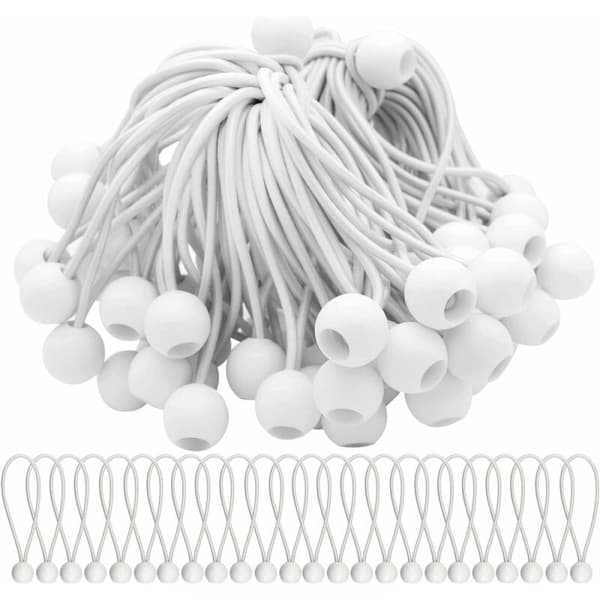[LCS] 50-pakning 150 mm hvite gummistropper, gummistropper med kule