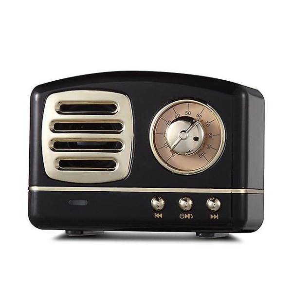 Retro trådlös Bluetooth-kompatibel högtalare Vintage Mini Stereo Högtalare Black