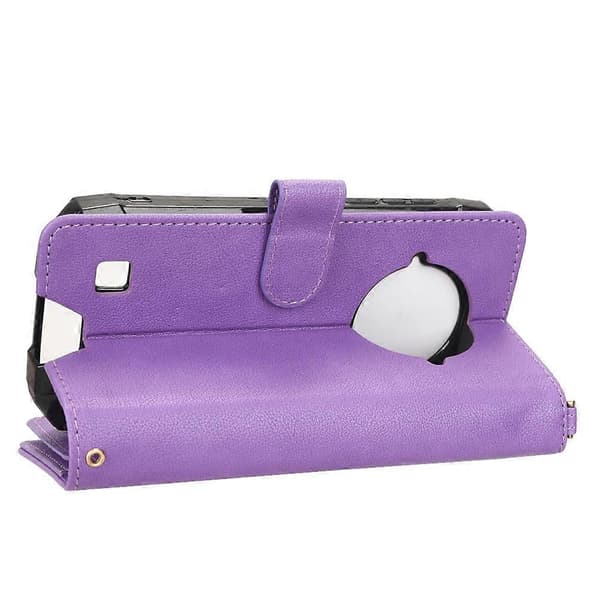 Læder telefoncover med lynlås og litchi-tekstur til Doogee S96 Pro Purple
