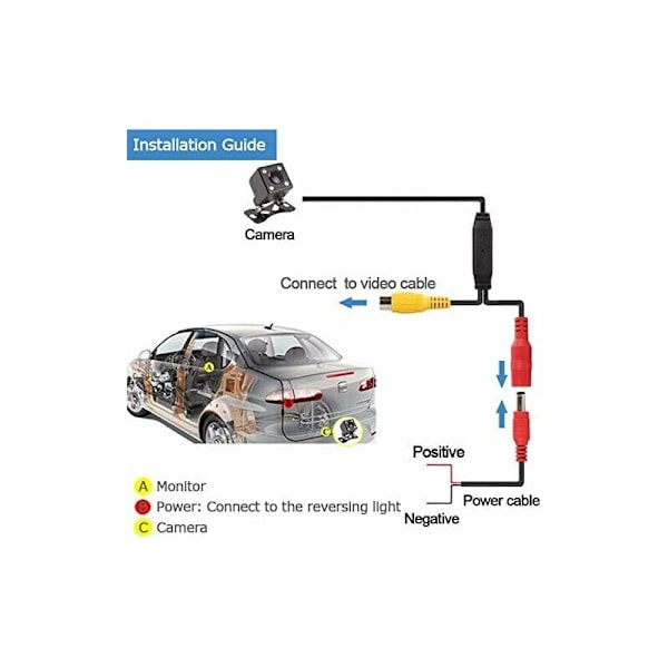 HD CCD 8 LED Backkamera 170° Mörkerseende Mini Backkamera 12V DC (Fram eller Bak)