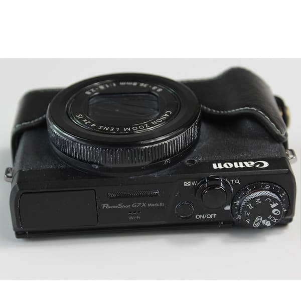 [LCS] Äkta läder halvkameraväska skydd för Canon PowerShot G7 X Mark III