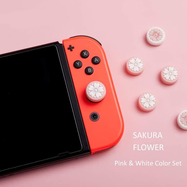 [LCS]Silikone Rocker Blomster Tommelfingergreb, Joystick Cover, Pink