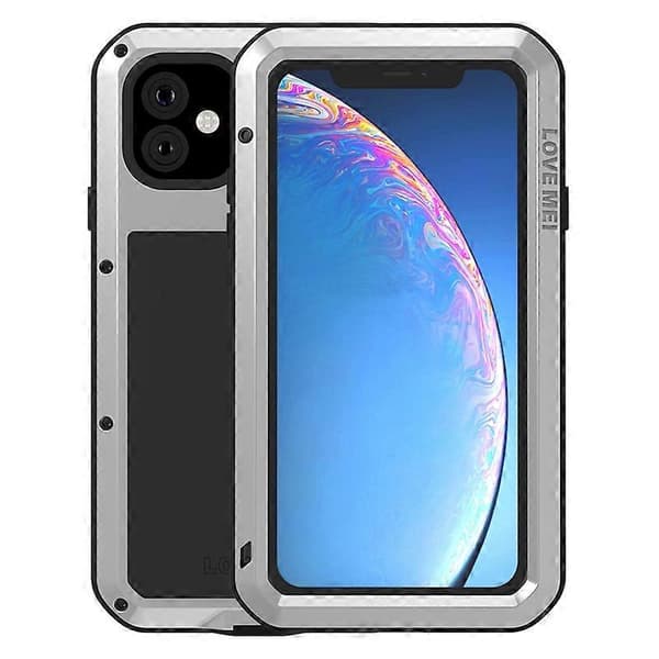 [LCS] För iPhone 11 LOVE MEI Metall Stöttåligt Vattentätt Dammtätt Skyddsfodral Silver
