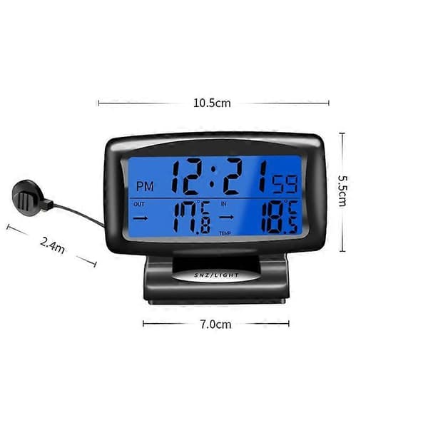 LCD Natlys Bilur Bil Elektronik Indvendig Og Udvendig Dobbelt Termometer 2 i 1 Sort Not Specified