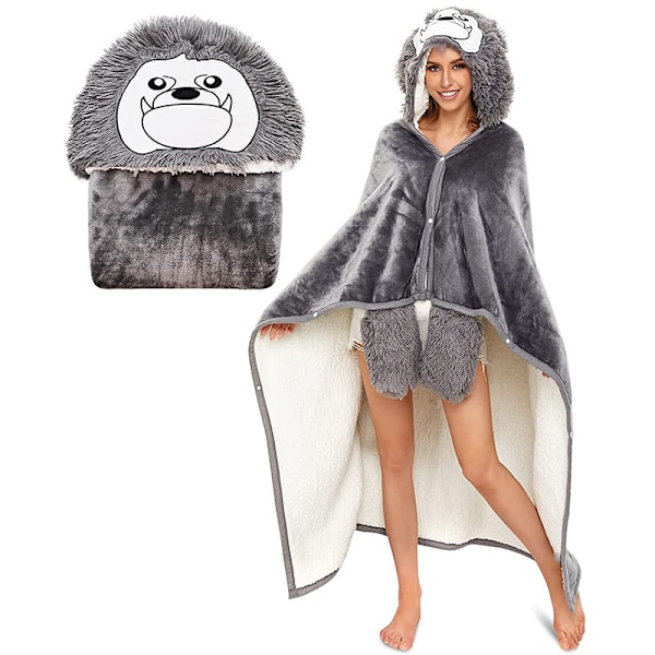 Julegaver 2023 Oversized Lamme Snuggle Hoodie Tæppe One Size Bulldog