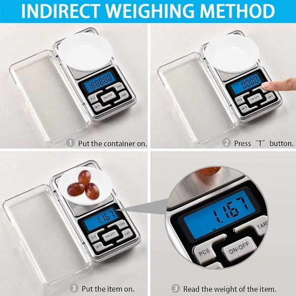 Digital lommevekt smykker gull veiing mini LCD kjøkken 0.1g 500g gram