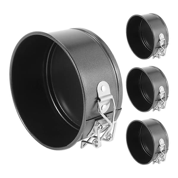 4-tommer Mini Springform Pandesæt - 4 Stykker Lille Nonstick Cheesecake Pan Til Mini Cheesecakes, Pizzaer Black
