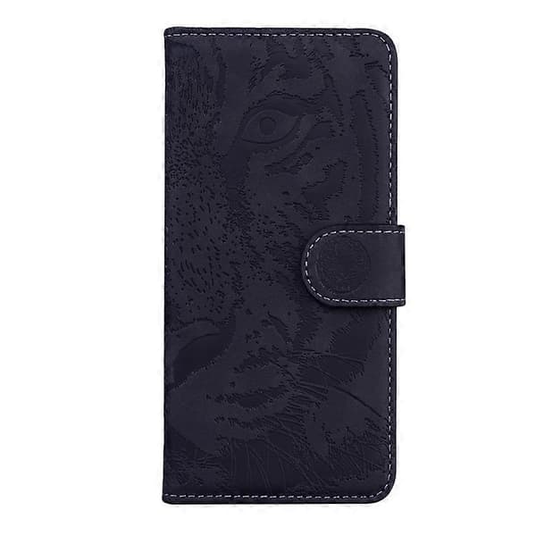 [LCS] For Nokia 5.4 Tiger Embossing Pattern Horisontal Flip Skinnveske Black