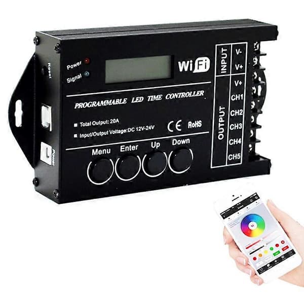 [LCS]DC 12V 24V WiFi RGB Tids-programmerbar LED Controller TC421 5 Kanaler 20A Fælles Anode Programmerbar