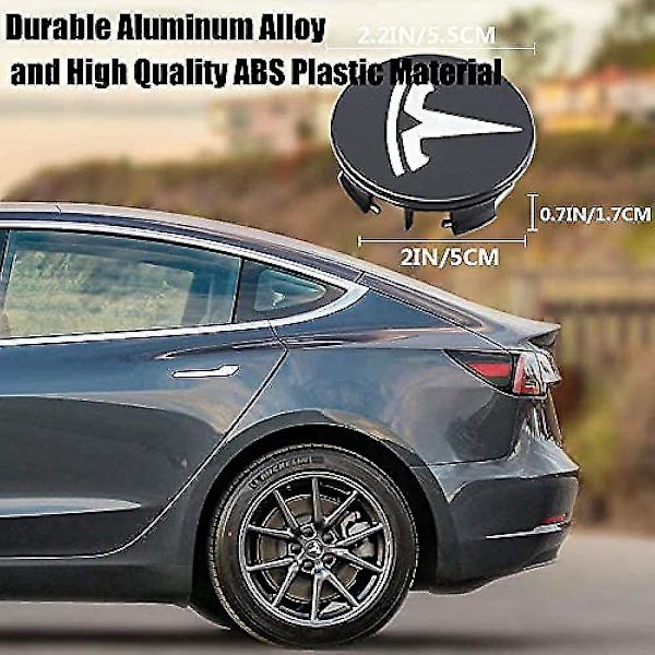 Hjulmuttersett, hjulmutterdeksler Modell 3 hjulmuttersett med Tesla-logo navsenterdeksel mutterdeksel