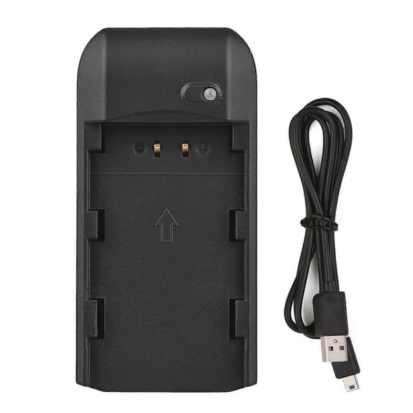 Mini bærbar NP-FV5 PLUS batterioplader med indikatorlys USB-opladningskabel