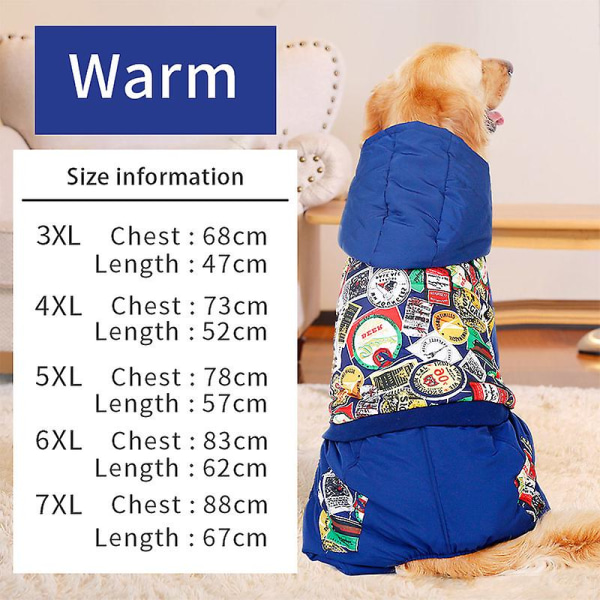 Nye Kjæledyrklær Varm Bomull Fritidsstil Høst Overall 3XL