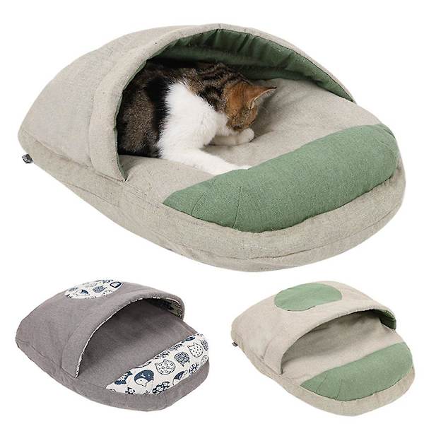 Kattsand. Sovsäck för katt. Maskintvättbar kattsäng. Använd ett kuddbo för att hålla värmen på vintern.