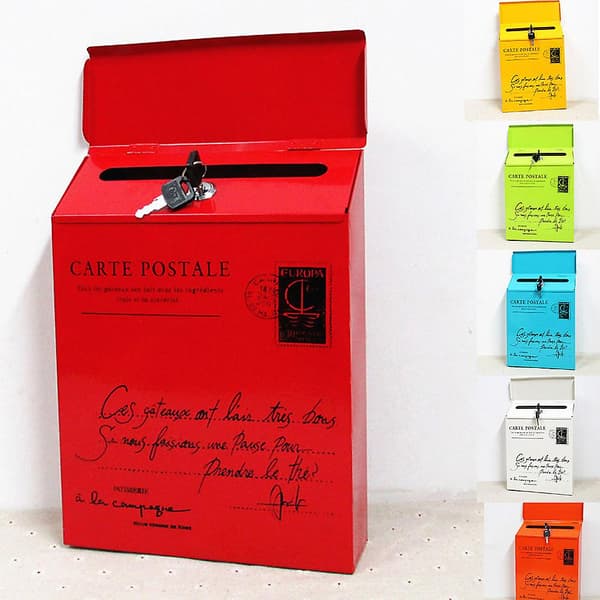 [LCS]Jernlås Postkasse Vintage Veggmontert Postkasse Post Brev Avisboks Yellow