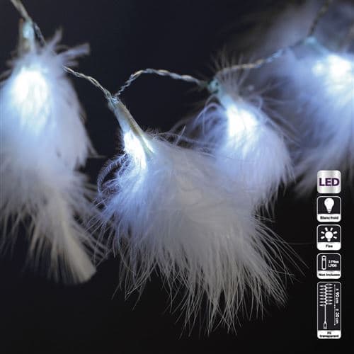 [LCS]Fjer julelyskæde - 90 cm - Hvid