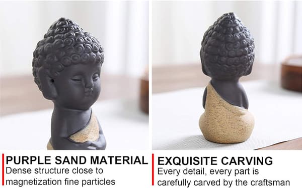 [LCS] 4 stk. søte mini-keramikk Buddha-statuer, små bedårende munkefigurer