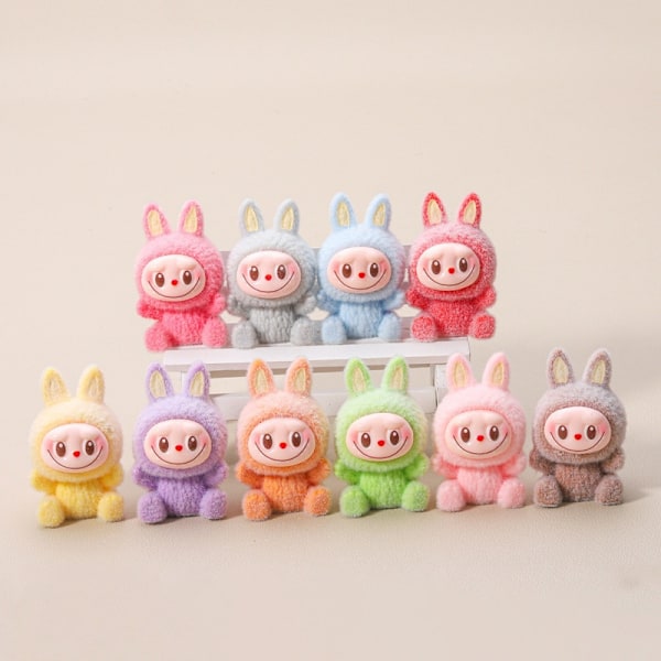 Labubu Macaron Udvalgt Mini Dukke Blind Box Candy Farve Håndlavet Model Skrivebord Udsøgt Ornament Mystisk Boks Perifere Gaver 1 set 10 pcs