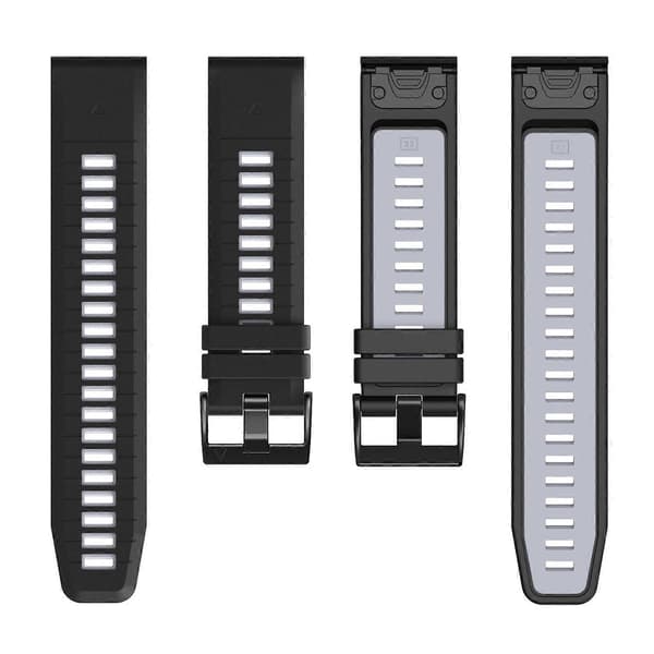 Til Garmin Fenix 8 47mm / Fenix E 47mm / Fenix 7 Quick Release Urrem Dual Color 22mm Silikone Multicolor Black Grey