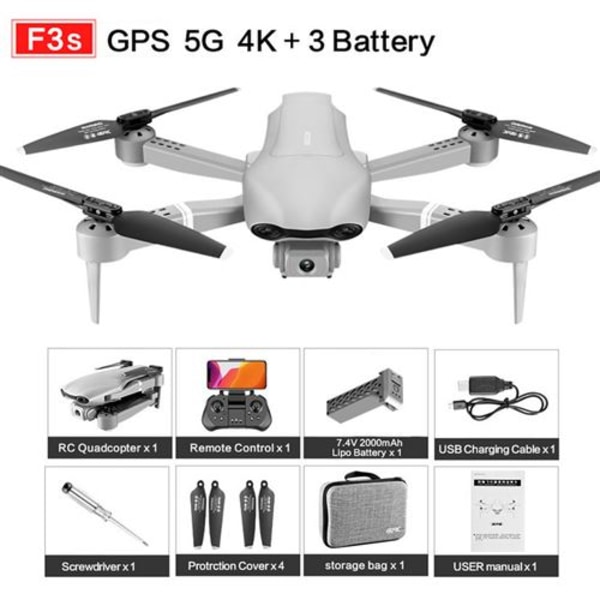 Drone GPS F-3 avec dubbelkamera 4K HD WIFI FPV Quadricopt¨¨