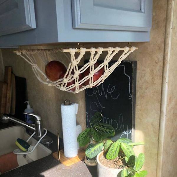 Grönsaks- och Frukthängmatta Praktisk Hängande Fruktkorg Under Skåp Hängande Förvaringsnätpåse För 43*30CM