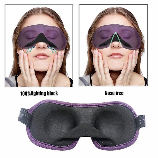 1 st 3D Sömnmask Naturlig Sovmask Ögonmask Ögonskugga Skydd Ögonlapp Kvinnor Män Mjuk Bärbar Ögonbindel Reseögonlapp