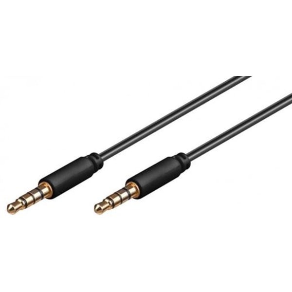 Dubbel jackkabel 3,5 mm Svart - 4 poler - 1m