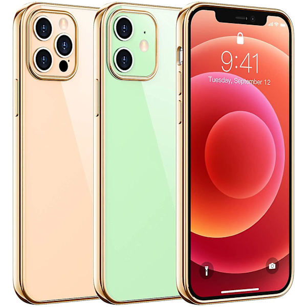 Kirkas suojakuori yhteensopiva iPhone 12 -kuoren/yhteensopiva iPhone 12 Pro -kuoren kanssa Metal Gold