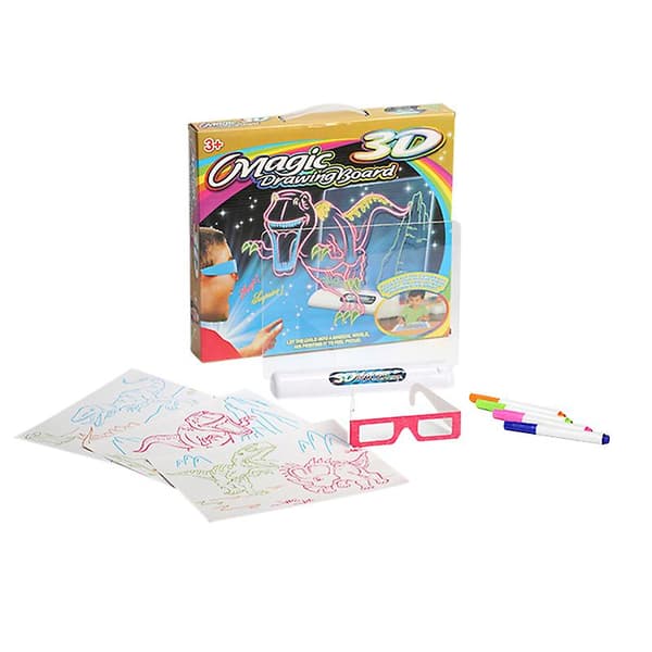 [LCS] Magic 3D-ritplatta med penna, skissblock, surfplatta, ljuseffekter, pusselbräda, barnpresenter, LED-lampor Dinosaur Version