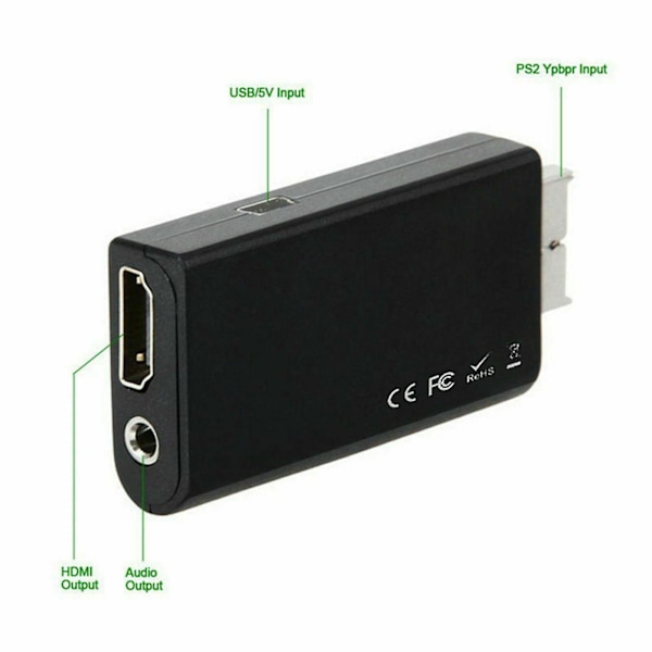 Kompatibel med HDTV-skärm Ps2 till HDMI-videoomvandlaradapter med 3,5 mm ljudutgång