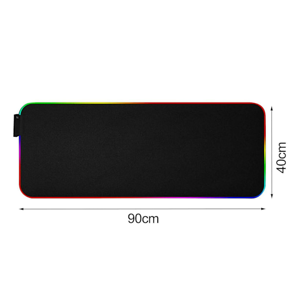 Lysende RGB LED Gaming Musemåtte Skridsikker Skrivebords Tastaturmåtte 90x40CM