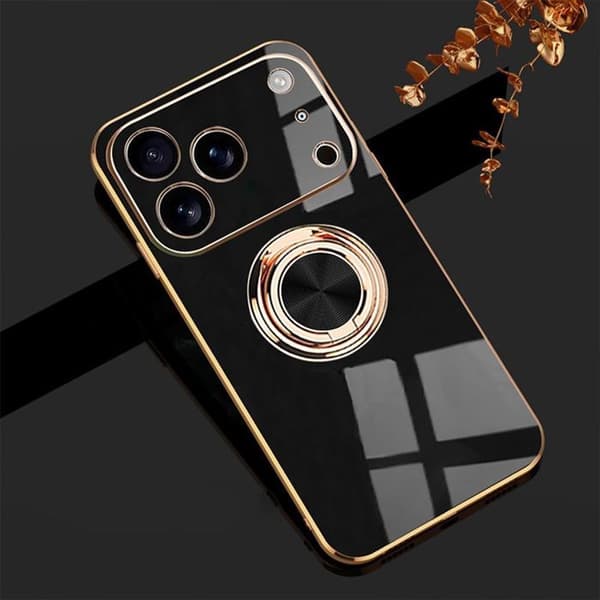 [LCS]Beskyttelsescover - BOOLING - iPhone 17 Pro Max - Stødabsorberende silikone - Støttering - Sort Svart